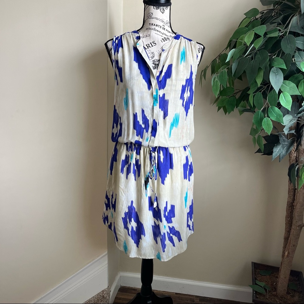Eight Sixty Tie Dye Elastic Waist Shirt Dress Cream Sz M